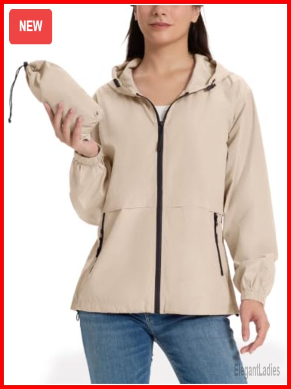 SaphiRose Lightweight Waterproof Rain Jacket Packable Raincoat Women